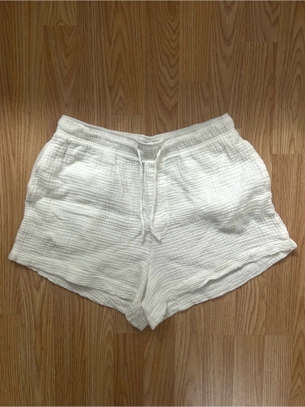 Women’s Lightweight White Poplin Drawstring Shorts